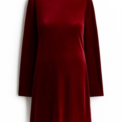 H&M Red Cherry Velvet Dress with Deep Back